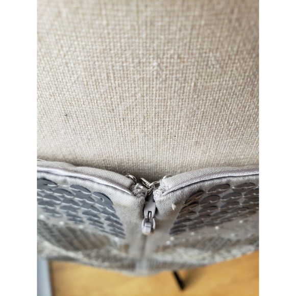 White House Black Market Women's Gray Silver Metallic Sequin Skirt Sz 6 & Blouse - Picture 12 of 13